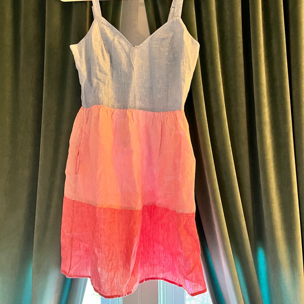 NWOT 100% Linen tiered midi dress with pockets from C&C California